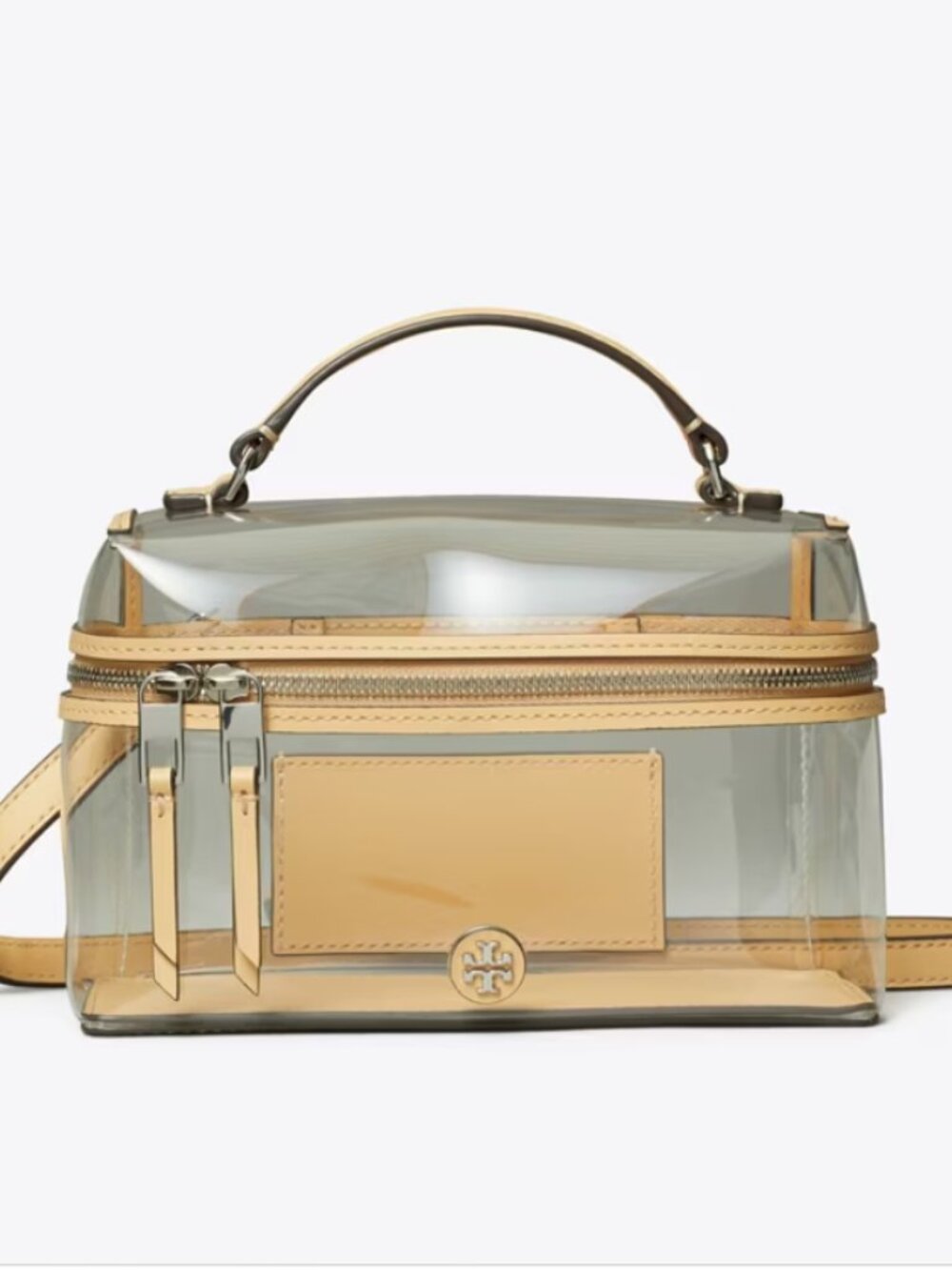 Tory Burch Rory Clear Vanity Bag 180145 Brushed Almond $445